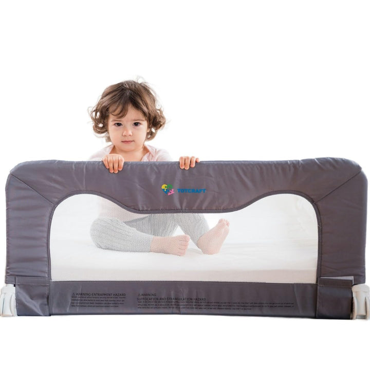 TotCraft Toddler Bed Rails Guard – Universal Baby & Children Bed Rail for Box Spring &slats – Kids Bed Rail for Toddlers for Twin, Double, Full Size Queen & King Bed - Grey (35.5L19.5H) in