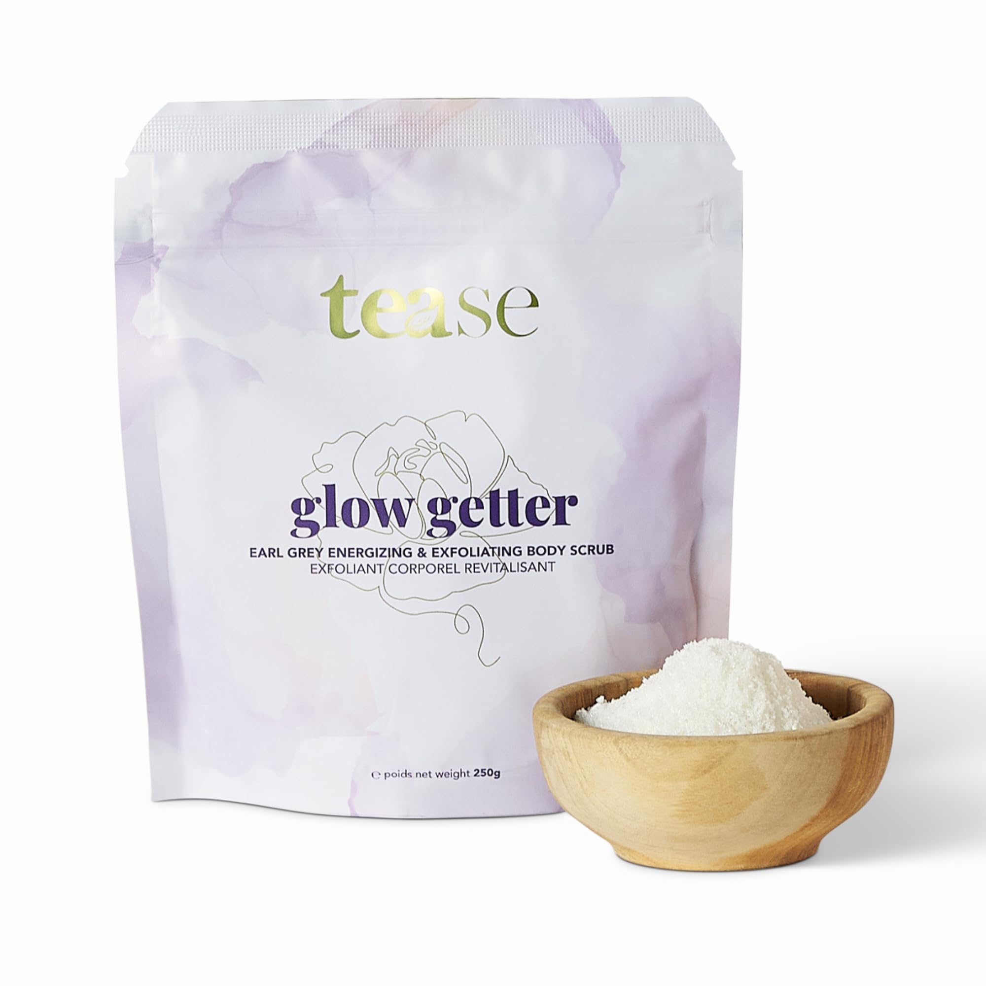 Tease Tea Exfoliating Body Scrub - Glow Getter Organic Body Scrub made with Organic Sugar Cane, Earl Grey Tea, Organic Coconut Oil, and Vitamin E for a Skin so Soft and Glowing Skin