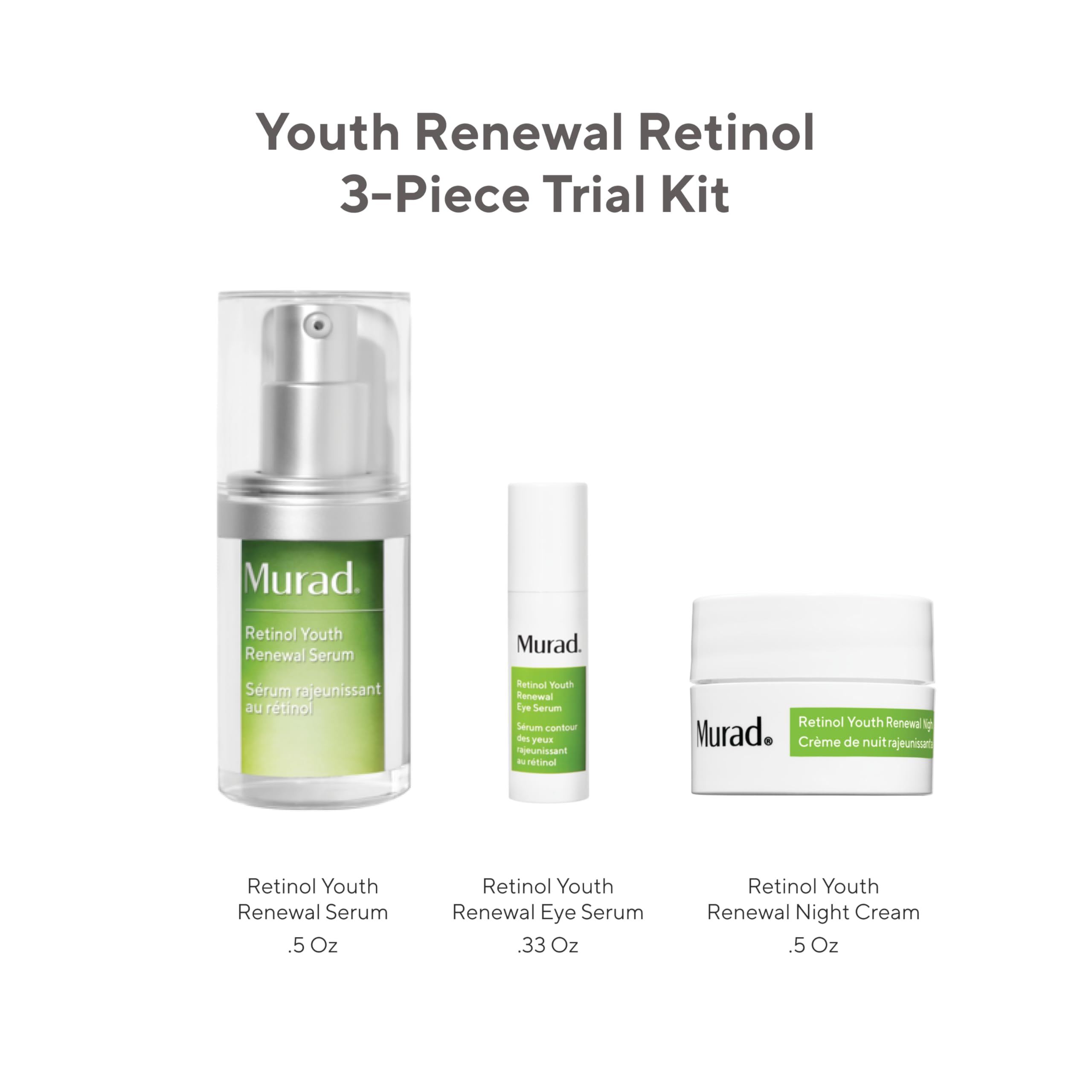 Murad Youth Renewal Retinol Trial Kit ââ‚¬â€œ Anti-Aging Retinol Youth Skincare Set with Trial Size Retinol Youth Renewal Serum for Face, Retinol Eye Serum & Retinol Night Cream - Anti-Aging Creams