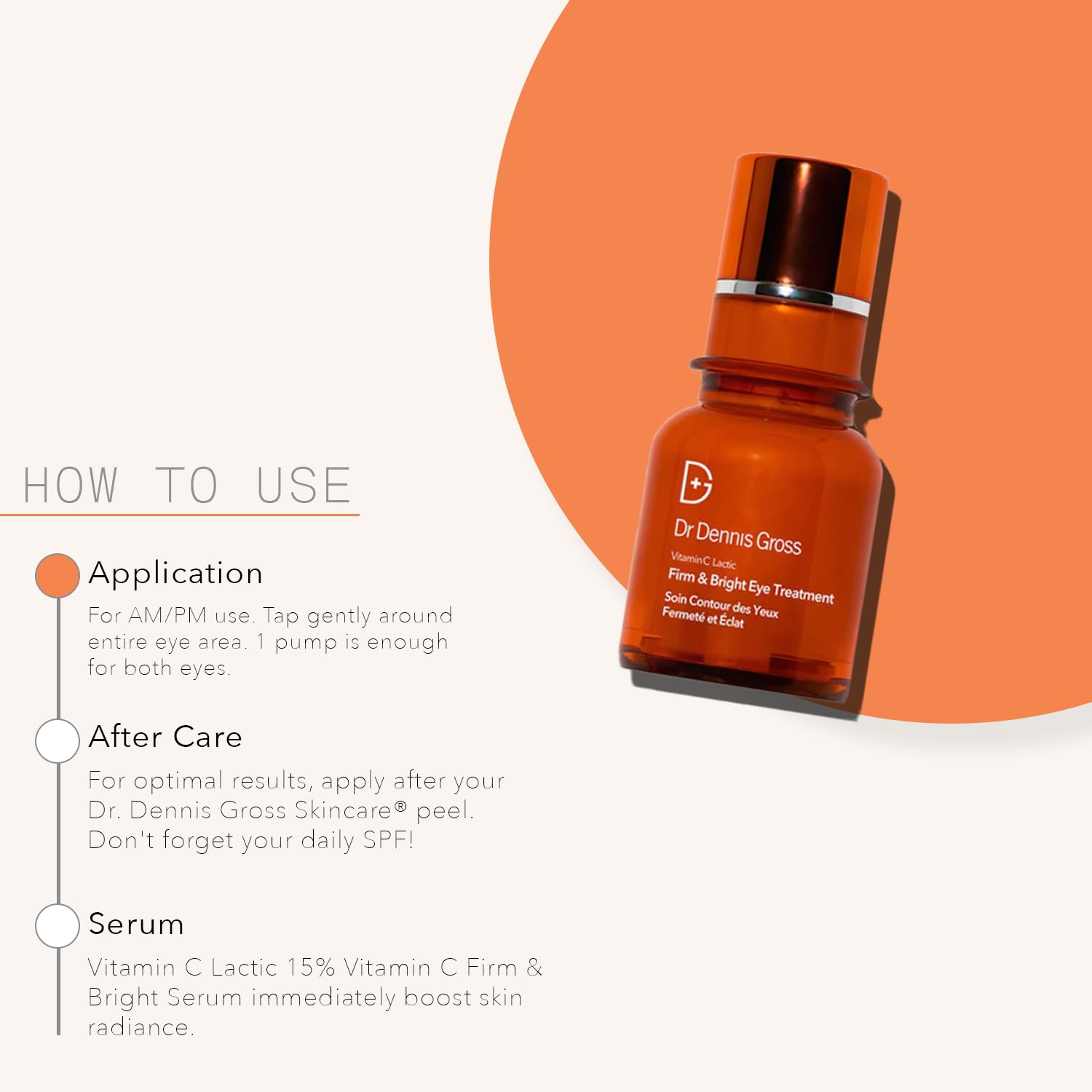 Dr. Dennis Gross Vitamin C Lactic Firm & Bright Eye Treatment | Silky, Lightweight, Fast-Absorbing Treatment to Improve Puffiness, Dark Circles, and Wrinkles Around the Eyes | 0.5 oz