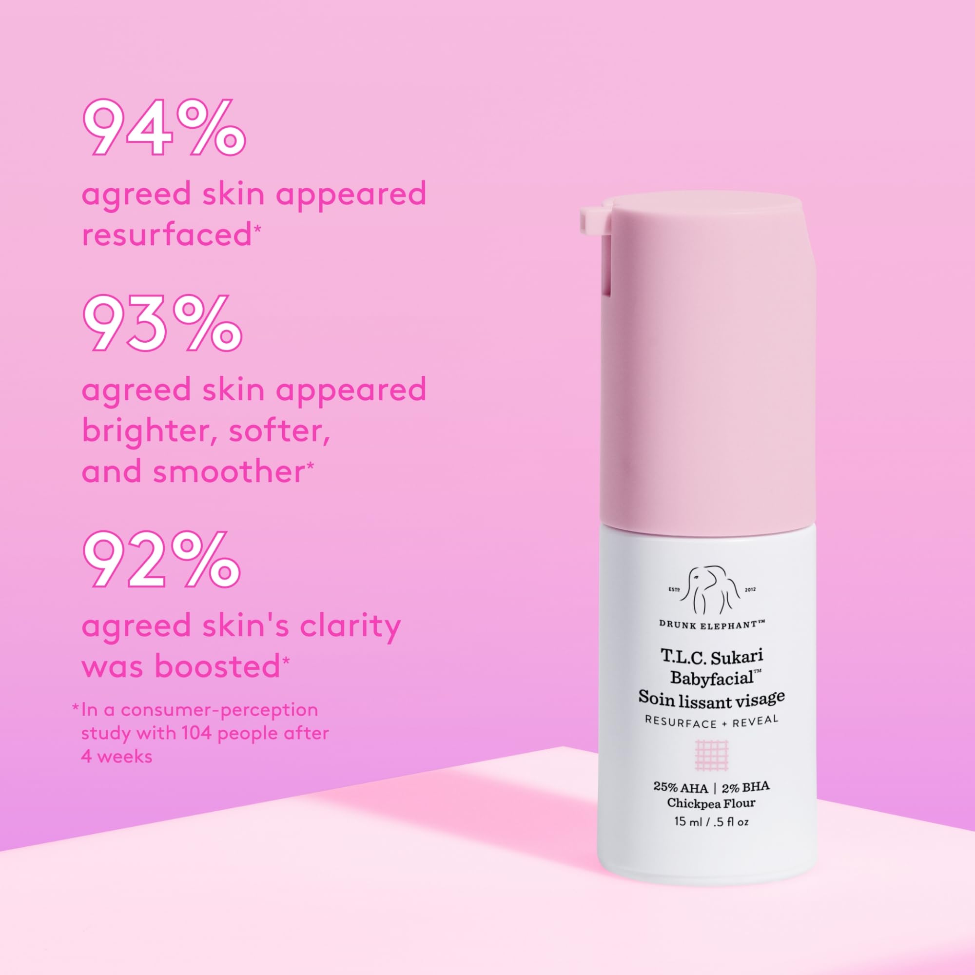 Drunk Elephant T.L.C. Sukari Babyfacial - 15 ml/.5 fl oz - Exfoliating Face Mask - Clean Clinical Skincare - Cruelty-Free - Dermatologist-Tested - Free of Essential Oils, Silicones, and Fragrance