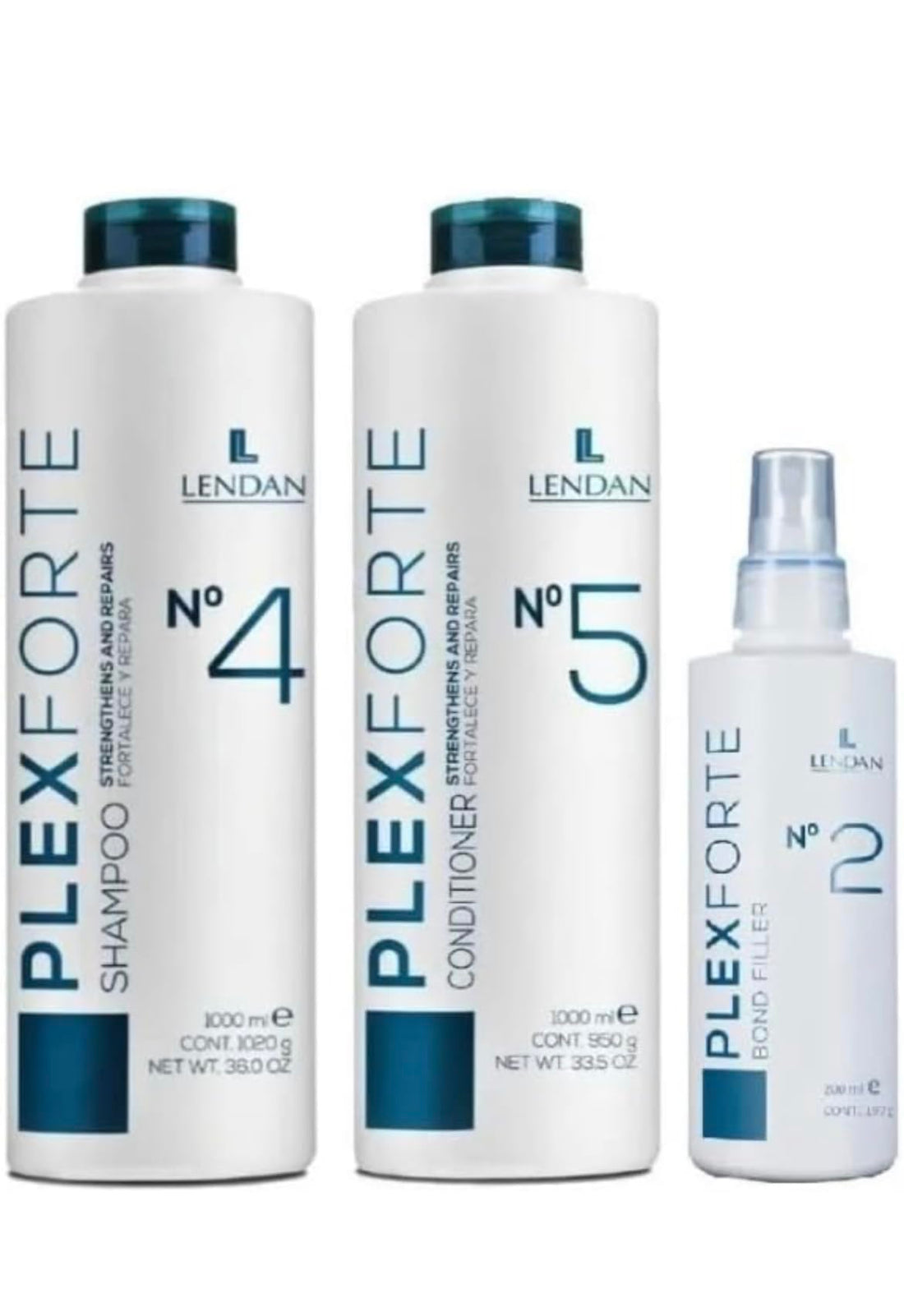 Lendan Plex Forte Kit Intense - No. 2 + No. 4 Liter + No. 5 Liter - 1000ml / 36 Fl Oz.