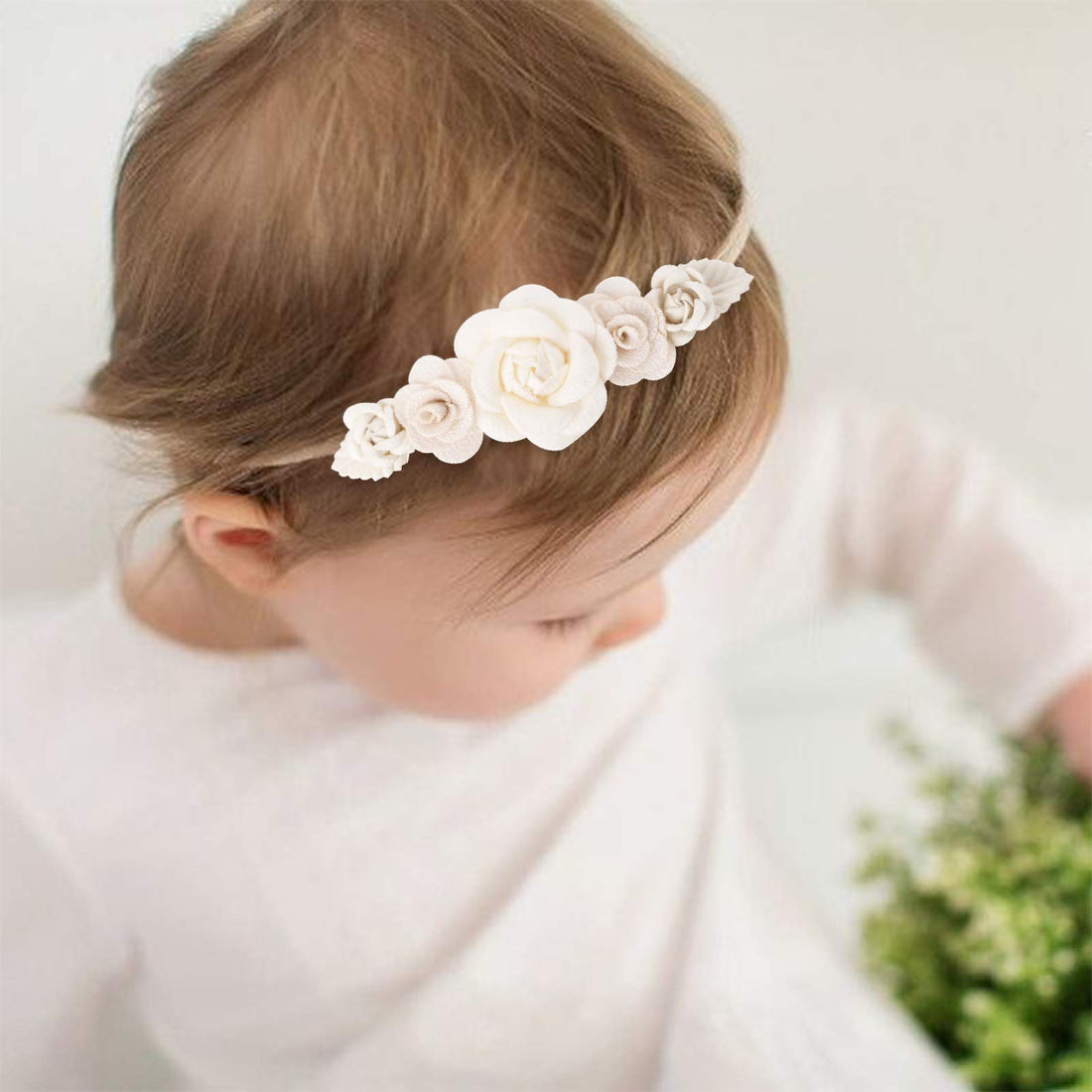 cherrboll 3pcs Baby Girl Headbands Flowers, Super Soft & Stretchy Nylon Floral Hairbands for Newborn Toddler