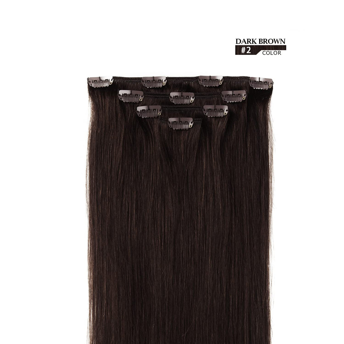 14 Inches , Dark Brown #2 : 14 16 18 Clip in Hair Extensions Brazilian Remy Human Hair for Women – 50grams 4pieces Dark Brown #2 Color