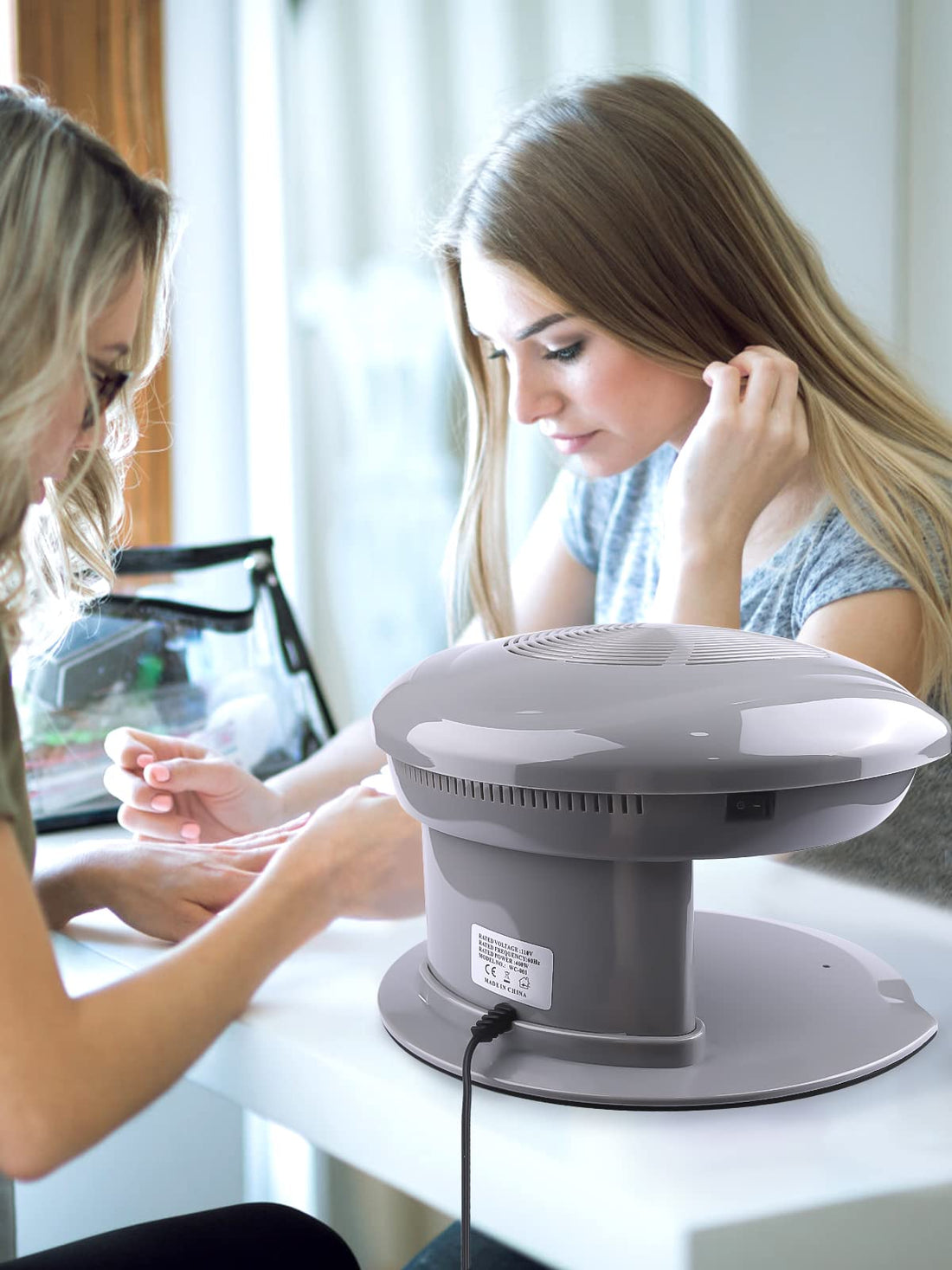 Kalolary Air Nail Dryer, 400W Air Nail Fan Blow Dryer for Nail Polish Intelligent Automatic Sensor Hot & Cold Air Nail Polish Drying Fan Manicure Tool for Home Salon Both Hands and Feet Use(Gray)