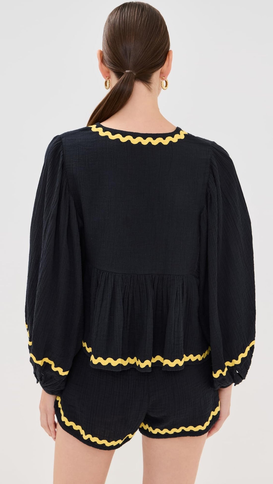 Rhode Women's Renata Top, Casablanca Blossom Embroidery, Blue, Floral, M-L