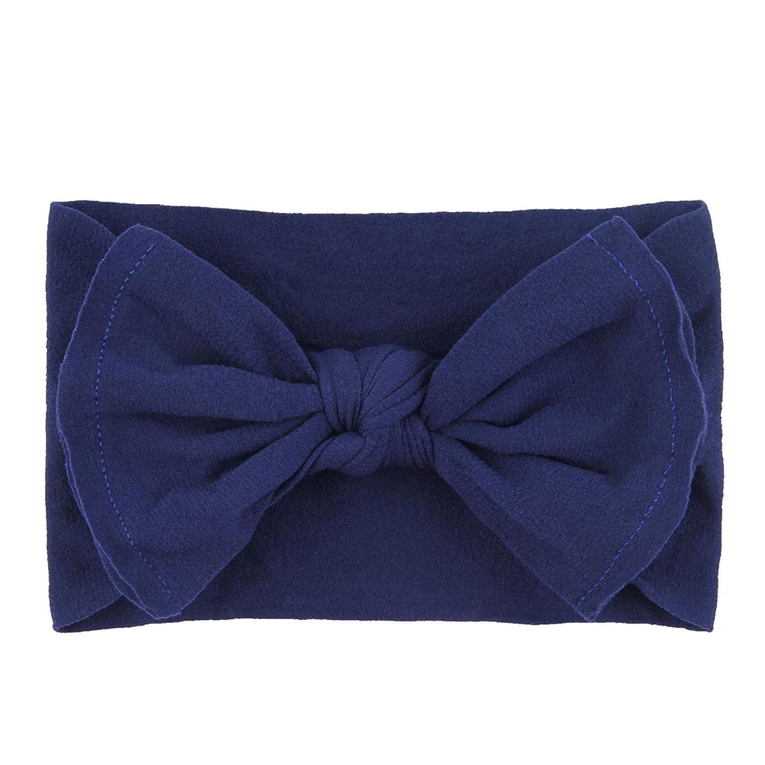 QandSweet Baby Nylon Headbands Newborn Bows Soft Head Wraps for Infant Toddler Girls 12-Pack