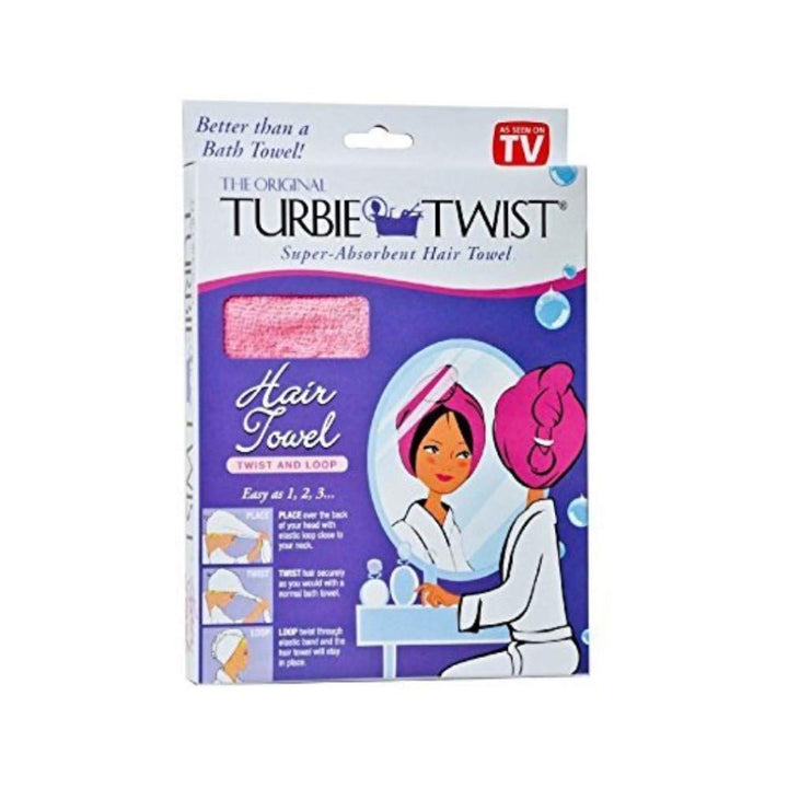 Turbie Twist Super-Absorbent Hair Towel Microfiber Twist & Loop (Colors May Vary)