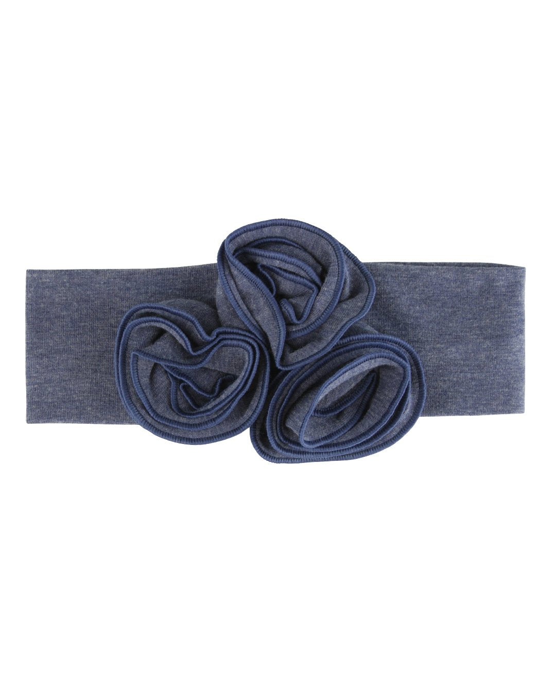 RuffleButts® Girls Soft and Strechy Blue Faux Denim Headband - One Size