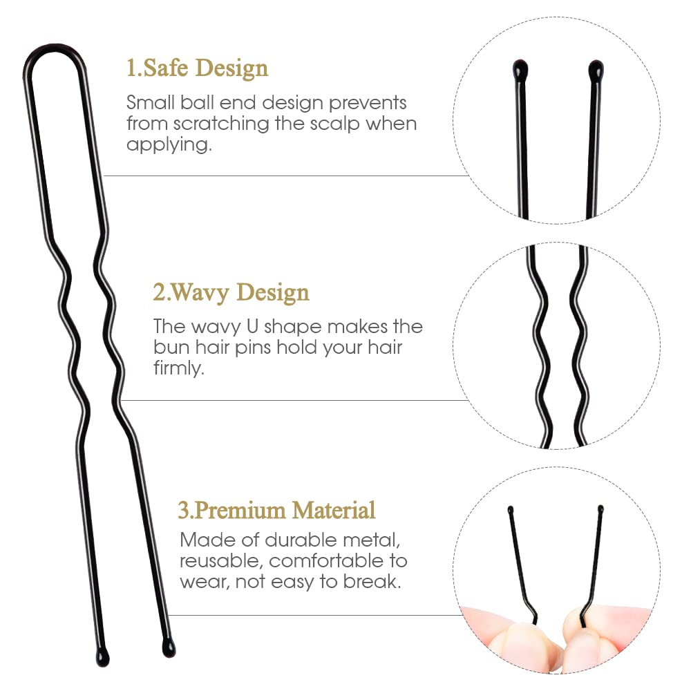 Bun Hair Pins, IKOCO 80pcs U Shaped Hair Pins for Women with Storage Box, Golden, 2.4 inch