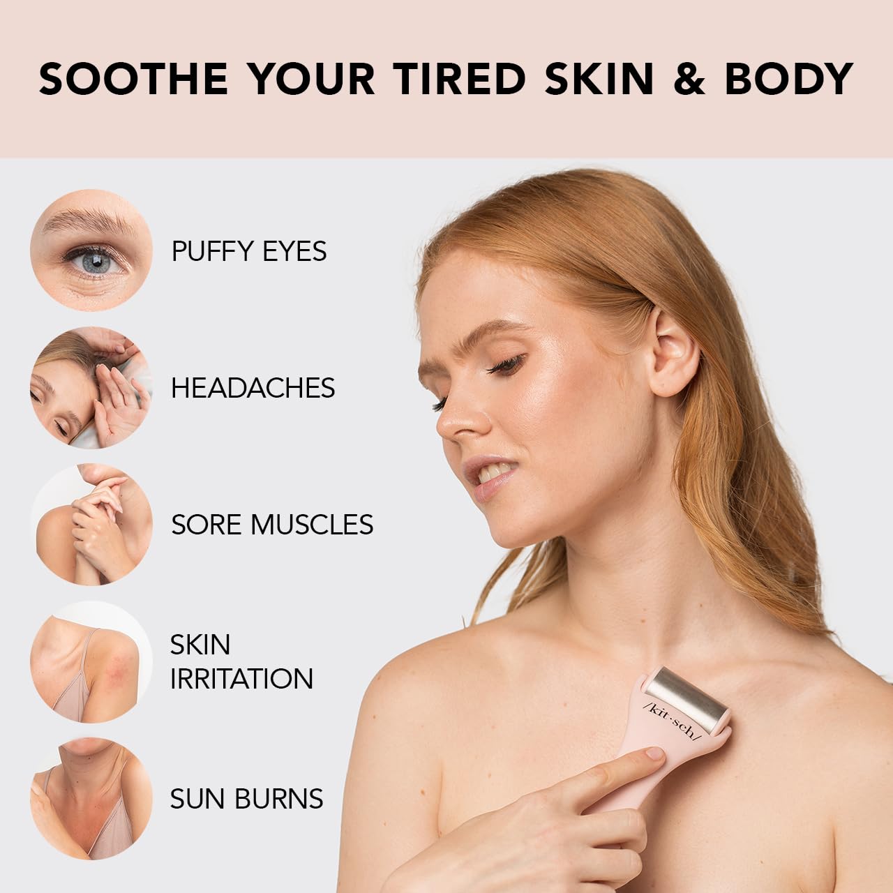 Kitsch Ice Roller, Stainless Steel Facial Roller, Cooling Face Roller