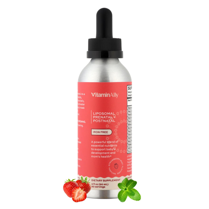 Vitaminally Liposomal Liquid prenatal+ Postnatal - Iron Free | Sugar Free | Non-GMO | Gluten Free| Supports Baby Development and Moms Health Throughout The Pregnancy and Nursing