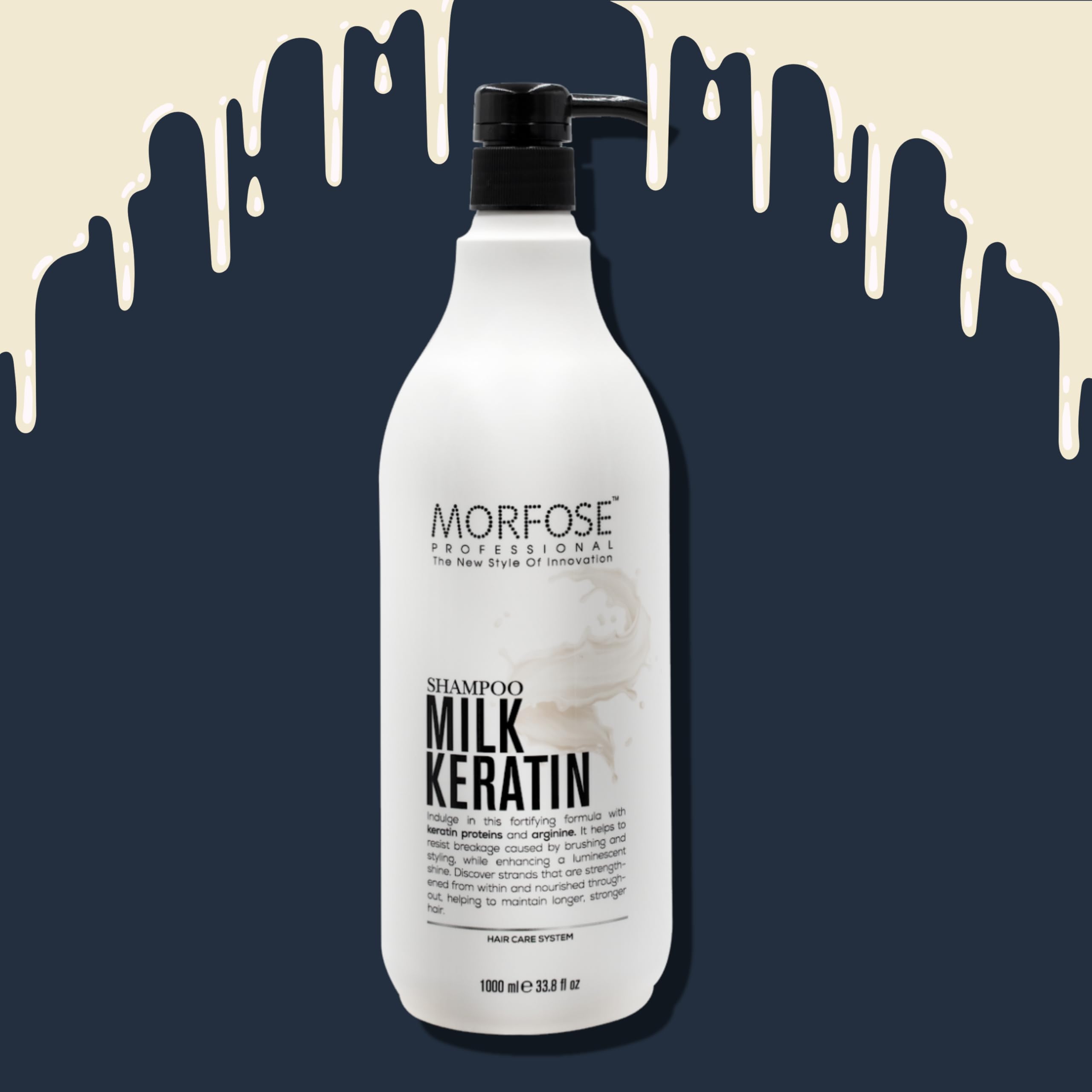 Morfose Keratin Shampoo - Intensive Milk Therapy with Amino Acid Complexes, Keratin-Enriched Shampoo Keratin for Shine & Volume, Strengthening Arginine, 33.81 Fl. Oz