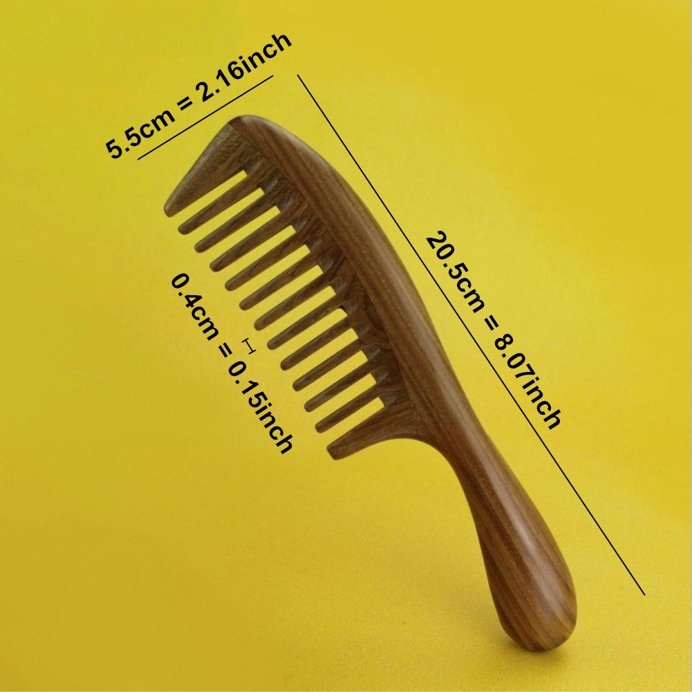 Aguder Sandalwood Wood Comb No Static Handmade Wide Tooth Comb and Fine Tooth Teasing Tail Comb Natural Buffalo Horn Teeth Comb Wooden Comb Set