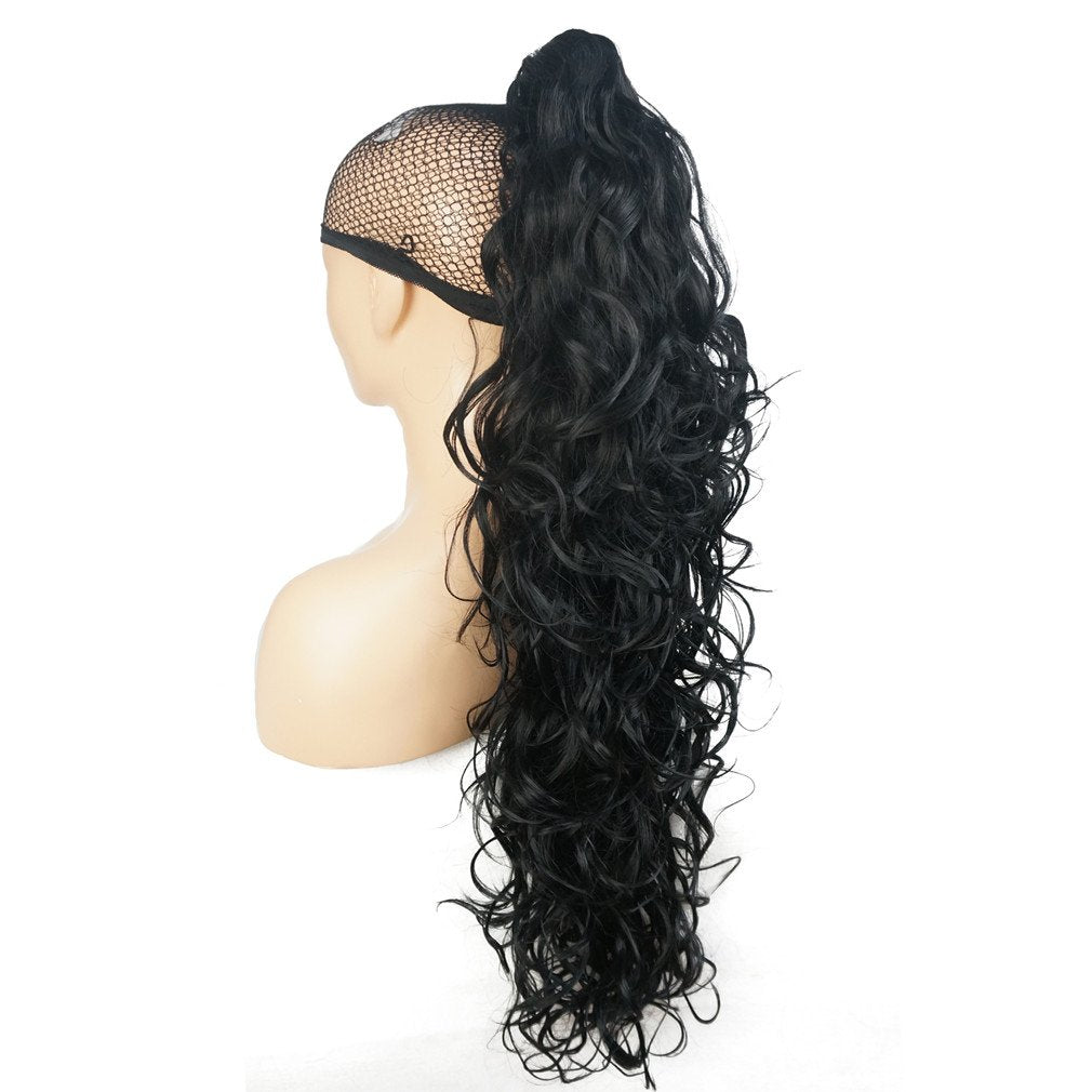 Lydell 30 Long Curly Styled Clip In Claw Ponytail Hair Extension Synthetic Hairpiece 280g with a jaw/claw clip (Black)