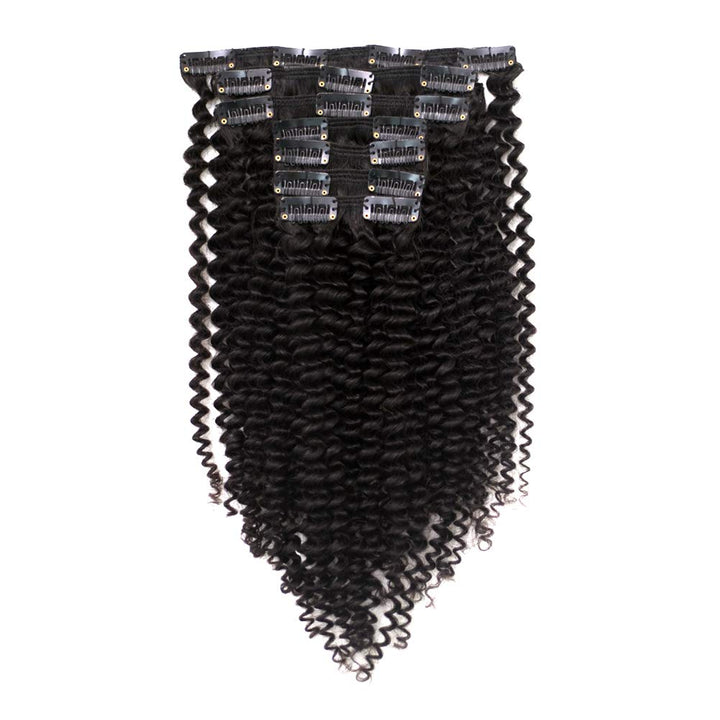 Vanalia 9A 3C 4A Kinkys Curly Clip Hair Extensions Double Wefted Natural Black 100% Remy Human Hair 120 Gram 7 Pieces 18 Clips for African American Black Women Kinky Curly 18 Inch