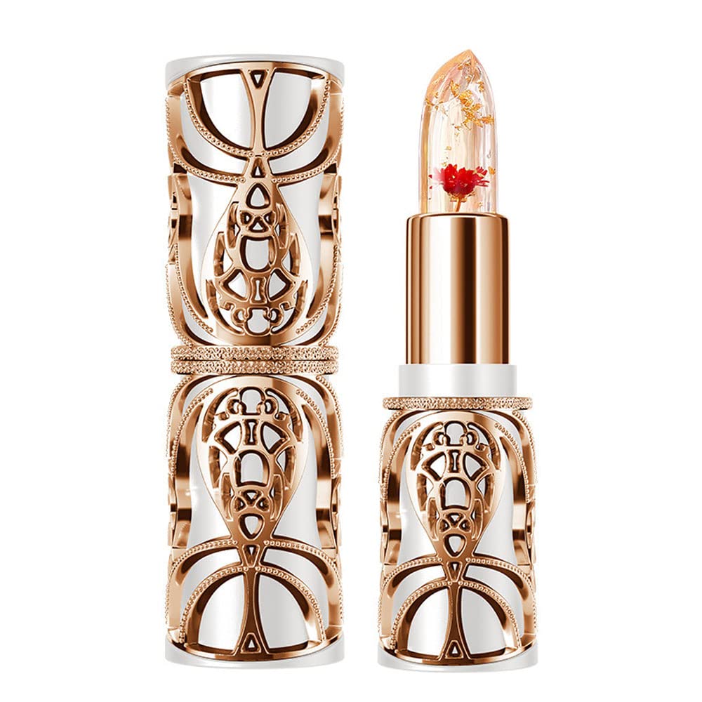 SWETIYOU Crystal Flower PH Lip Balm Color Changing Magic Lipstick Jelly Luxury Long Lasting Nutritious Gloss Clear pintalabios magicos, Red Flower