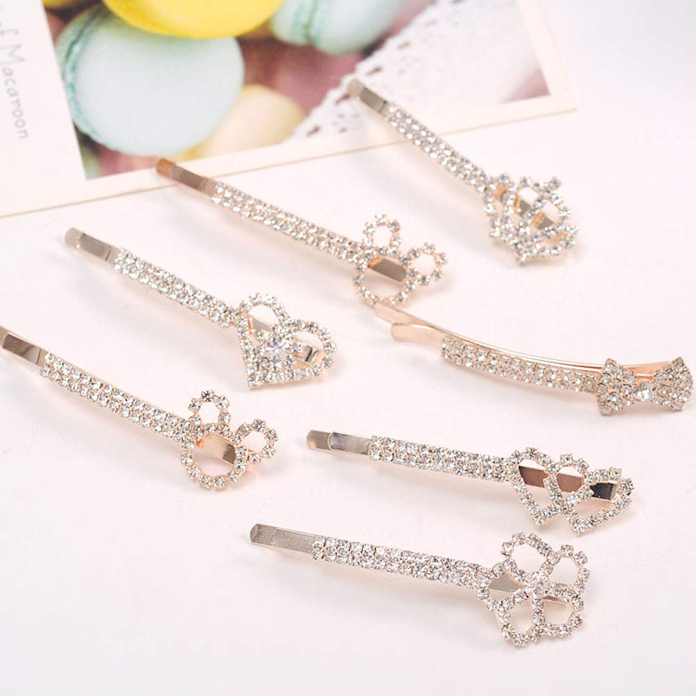 7PCS Rhinestone Crystal Clip Hair Pin Clamps Accessories Bobby Pin Headwear for Women Girls