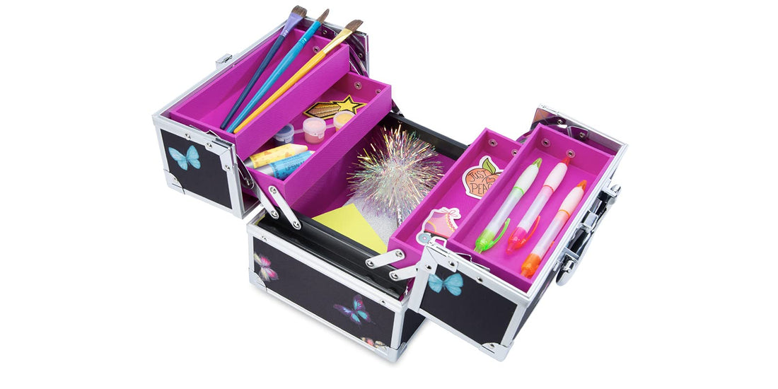 Caboodles Adored Train Case | 4-Tray Cosmetic Organizer with Locking Latch