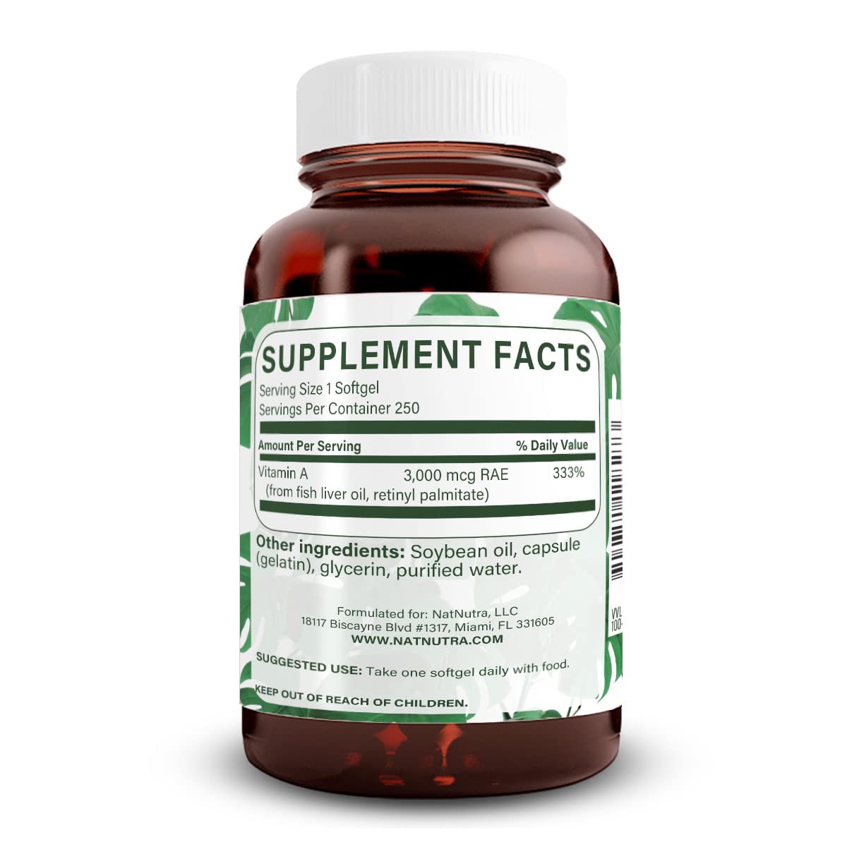 Natural Nutra Vitamin A 10,000 IU Softgels – High Potency Eye and Skin Vitamins – Gluten-Free Vitamin A Supplement for Sight & Skin Health – Fish Liver Oil for Men and Women, Gluten Free 250 Softgels