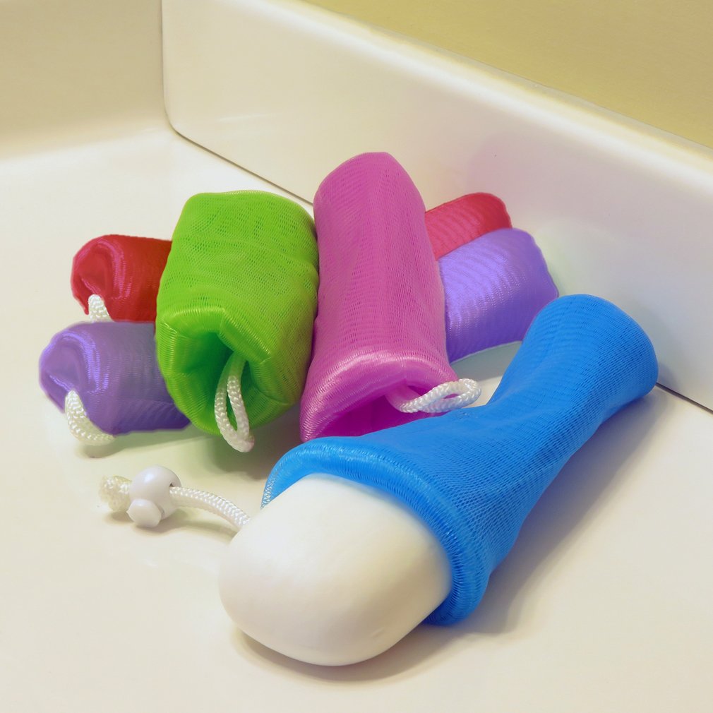 Evelots Exfoliating Mesh Loofah Soap Pouches - 5 Pack - Bath, Shower Body Facial Cleaning Scrubbers - Removes Dead Skin - Hanging Cord - Extend The Life of Your Soap Bars