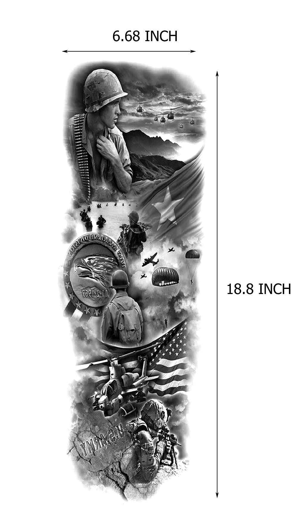 Kotbs 6 SheetsTribal Lion Forest Full Arm Temporary Tattoo Sleeves for Women Adults, Indian Warrior Military Gun Full Sleeve Tattoo for Men Waterproof Fake Tattoos