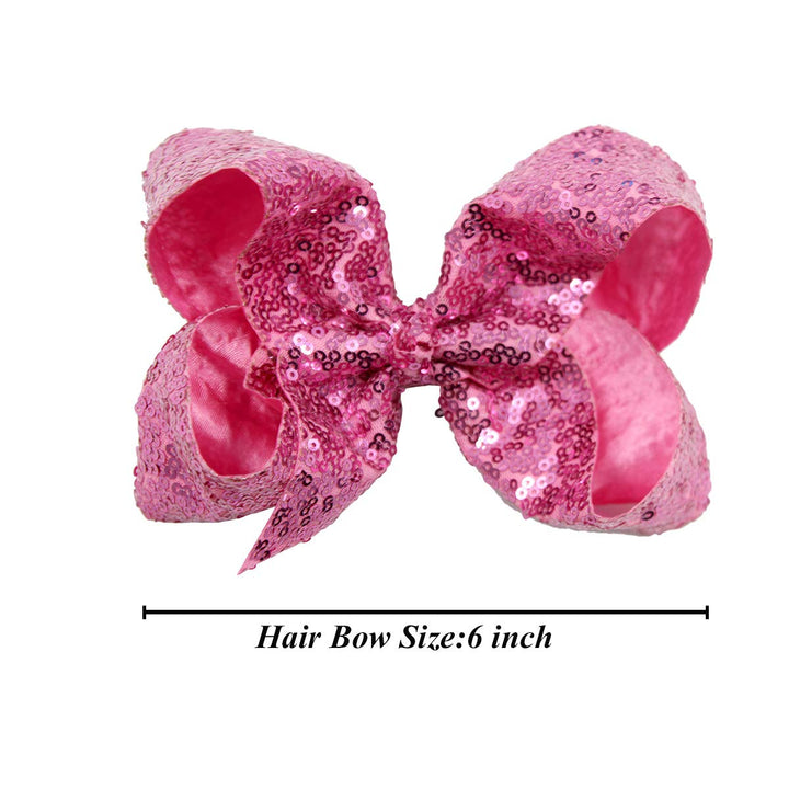 15Pcs Bling 6 Inch Hair Bows Large Big Sparkly Glitter Sequin Bows Alligator Hair Clips for Baby Girls Toddlers Kids Children Teens