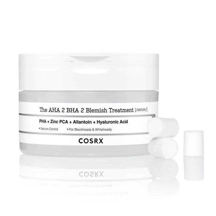COSRX AHA 2% BHA 2% Blemish Treatment Serum, 60+ Pure Cotton Balls, Quick & Easy Daily Spot Treatment, Blackheads & Whiteheads, Sebum Control, Paraben Free, Phthalates Free, Korean Skin Care
