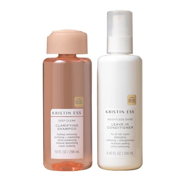 Kristin Ess Hair Deep Clean Clarifying Shampoo & Weightless Shine Leave In Conditioner - Removes Build Up, Volumizes Oily Hair, Detangles, Adds Shine, Cruelty Free