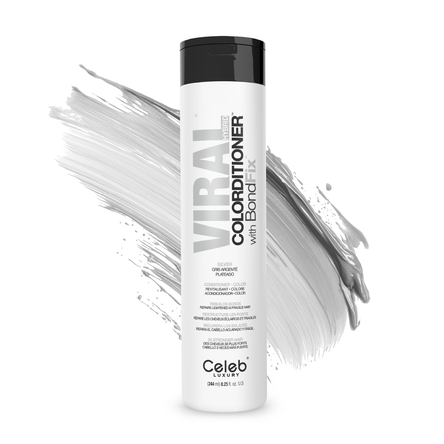 Celeb Luxury Viral Colorditioner, Professional Semi-Permanent Hair Color Depositing Conditioner, Silver