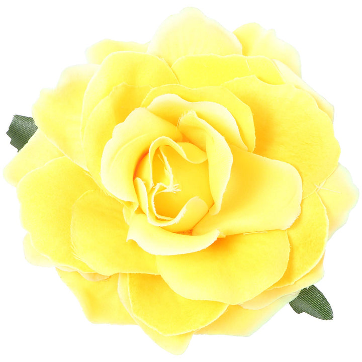 Frcolor Artificial Big Rose Flower Hairpin Hair Clips Flower Brooch for Women Party (Yellow)