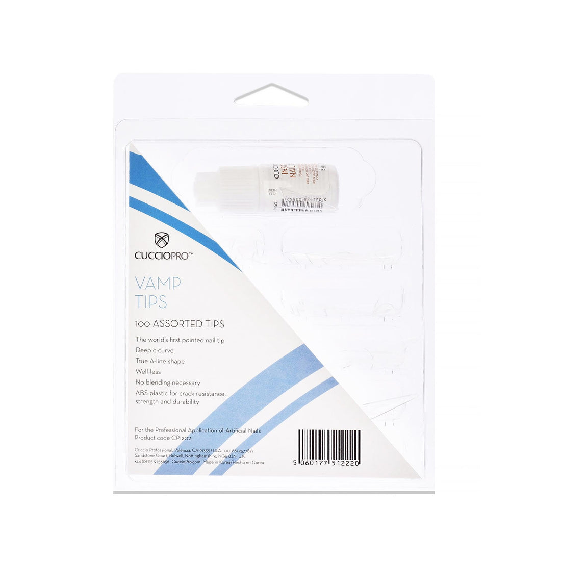 Cuccio Professional Vamp Tips Includes Instant Nail Glue 3g by Cuccio