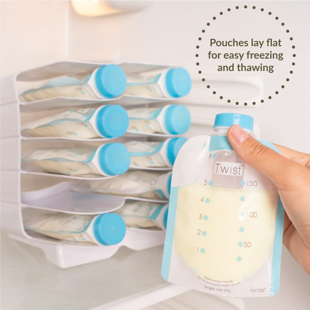 Kiinde Keeper Breast Milk Bags and Baby Food Pouches Organizer, Freezer Storage