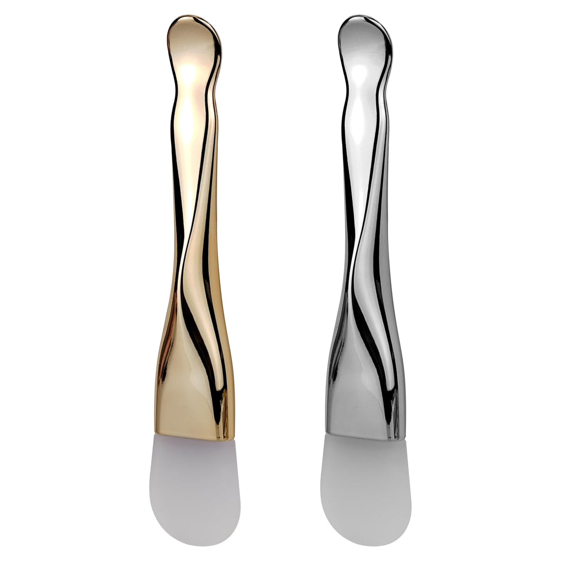 Silicone Face Mask Applicator 2 Packs Dual End Exfoliating Silicone Face Scrubber Soft Makeup Beauty Brush Tools for Clay, Cream, Gel, and Mud Facial Masks (Gold&Silver)