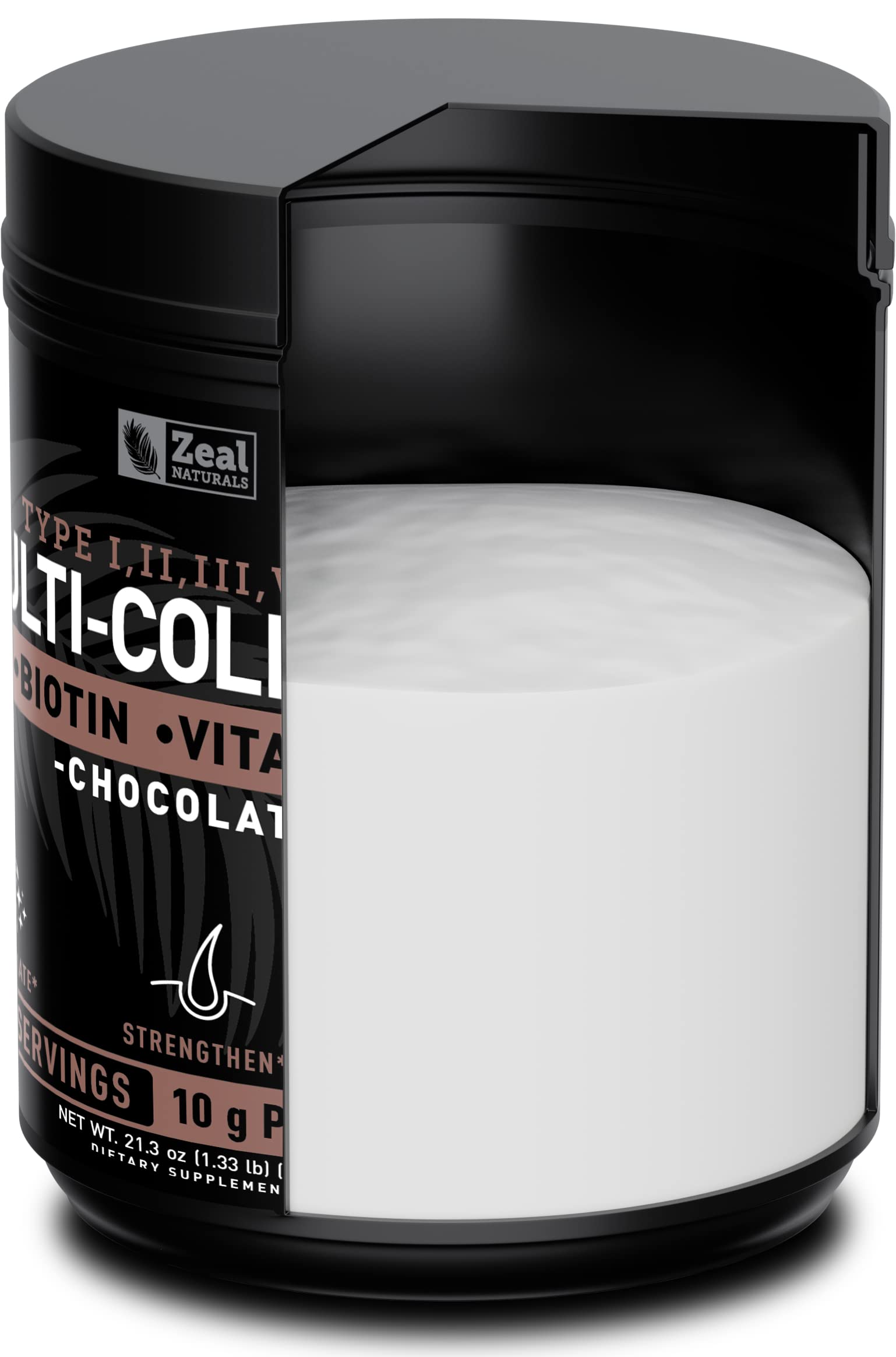 Premium Multi Collagen Peptides Protein Powder (1, 2, 3, 5 & 10) with Vitamin C, Biotin, Hyaluronic Acid, for Hair Skin and Nails - Marine, Bovine, Chicken & Eggshell (Chocolate, 45 Servings)