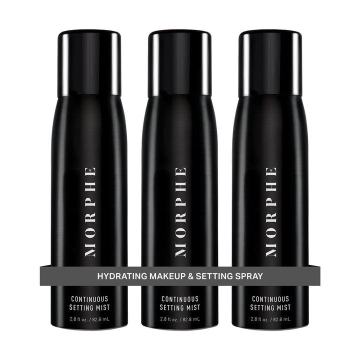 Morphe Continuous Setting Mist - Micro-Fine Makeup Setting Spray with a Natural Radiant Finish - Helps Makeup Resist Caking or Fading & Increases Wear of Foundation (3 Count, 2.8 fl oz)