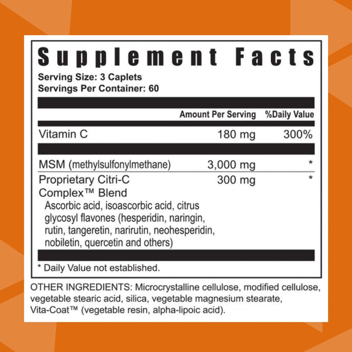 Youngevity Freelife MSM Ultra | 3,000 mg MSM + Proprietary Citri-C Complex Blend + Vitamin C | Ultimate Methylsulfonylmethane Supplement | Bone & Joint Support | 180 Count