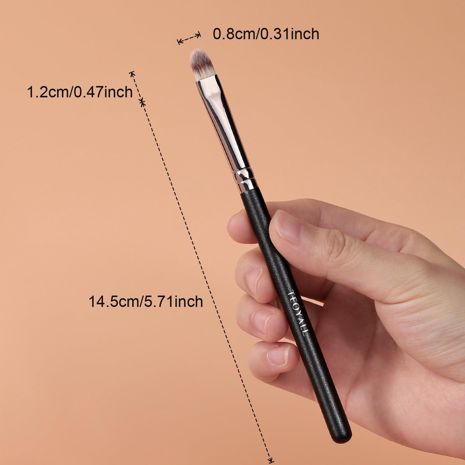 TEOYALL Flat Rounded Concealer Brush, Soft Dense Synthetic Bristles Blending Brush For Powder Cream Concealer Eyeshadow