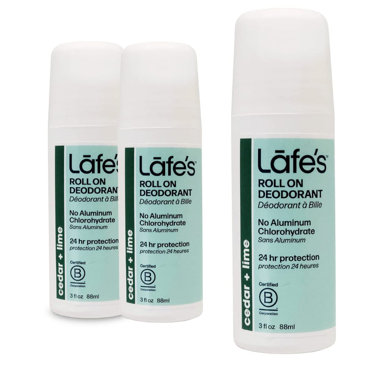 Lafes 100% Natural Roll-on Deodorant, Fresh, 3 Count