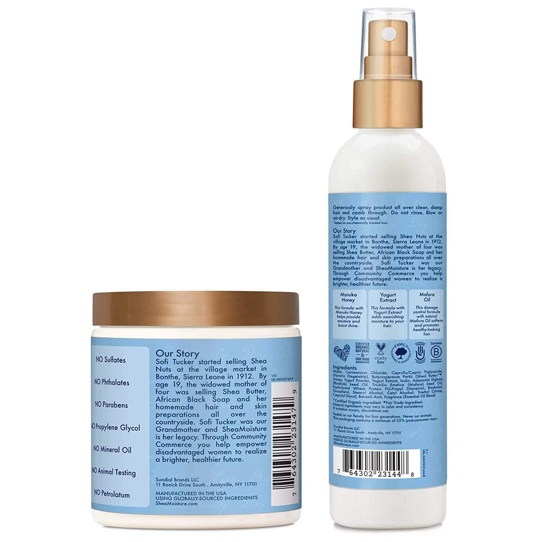SheaMoisture Manuka Honey & Yogurt Hydrate + Repair Bundle –Protein Power Treatment & Multi-Action Leave-In Conditioner, 8 Oz Ea (2 Piece Set)