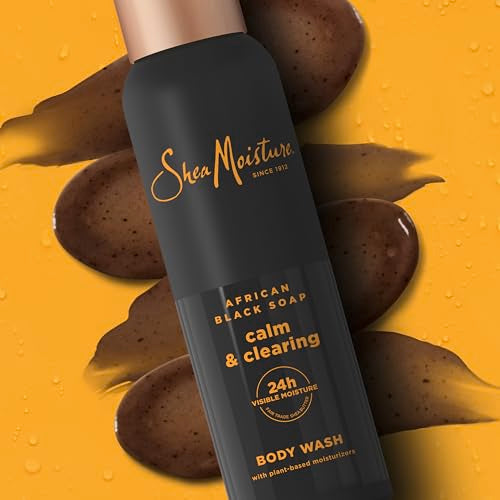 SheaMoisture African Black Soap Body Wash Calm and clearing body wash for 24H Visible Moisture for Healthy, Glowing 18 Oz
