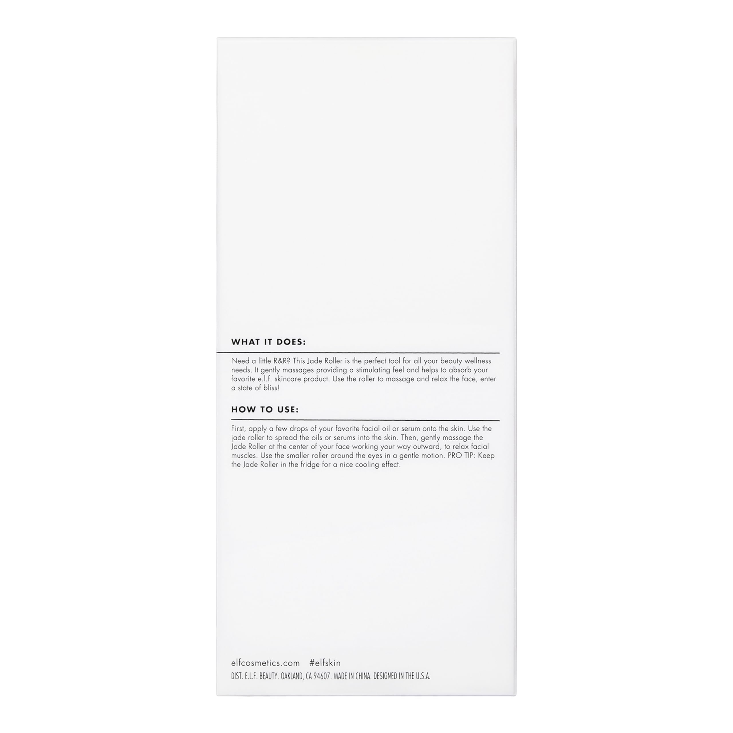 e.l.f. SKIN Jade Roller, Facial Roller to Massage & Destress Skin, Gently Massages, Soothes & Boosts Skin’s Vitality