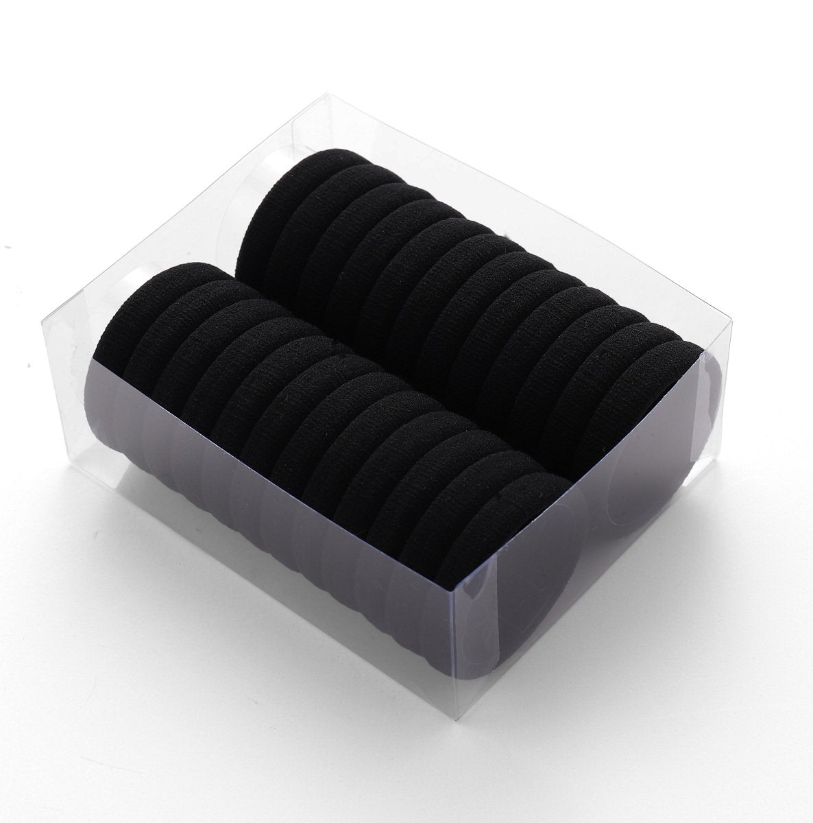 Set Of 24 Multicolor Hair Bands Ties Elastics Ponytail holders No Crease Thick Seamless Cotton Stretch Hair Ties Durable Headband for Women (Black)