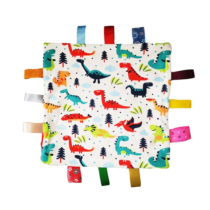 FOMUNIDeliver Fast Baby Soft Touch Comforter Blanket with Tags,Tag Comforter, Comfort Security Blanket Gift for Toddler Child Kids, Dinosaur Comforter Blanket-Red