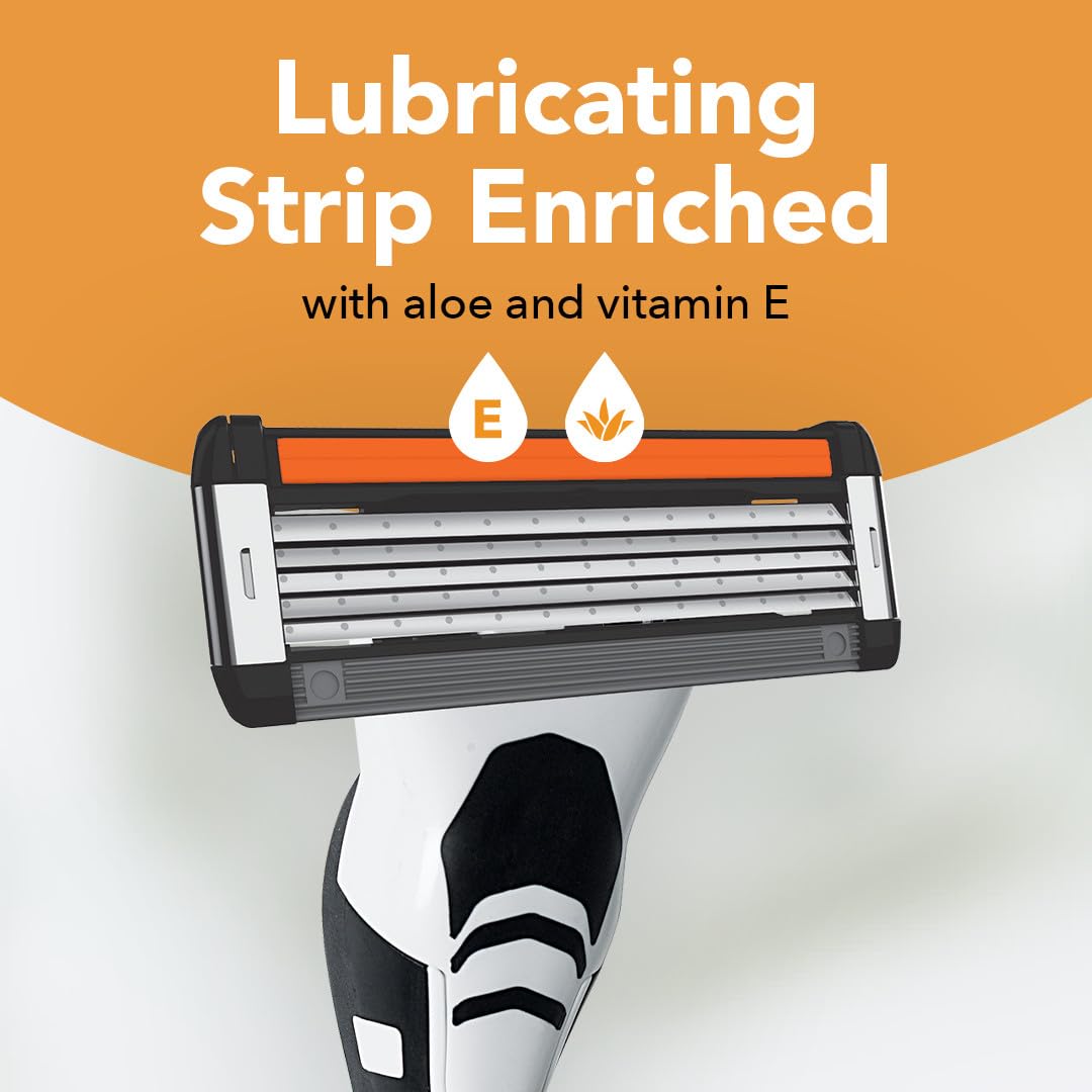 BIC Flex 5 Men's Refillable with 5 Blade Razors, 1 Handle and 7 Cartridges, Straight Razors for Men with Precision Edging, 7-Pack