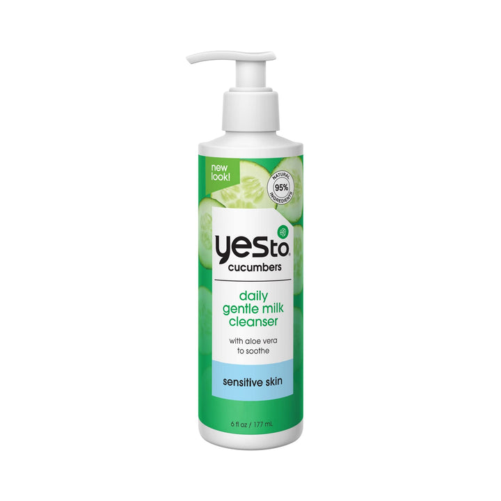 Yes To Cucumbers Gentle Milk Cleanser, 6 Fl Oz, Soothing Face Wash That Won't Strip Skin, Formulated with Cucumber, Aloe, Green Tea, and Soy Proteins