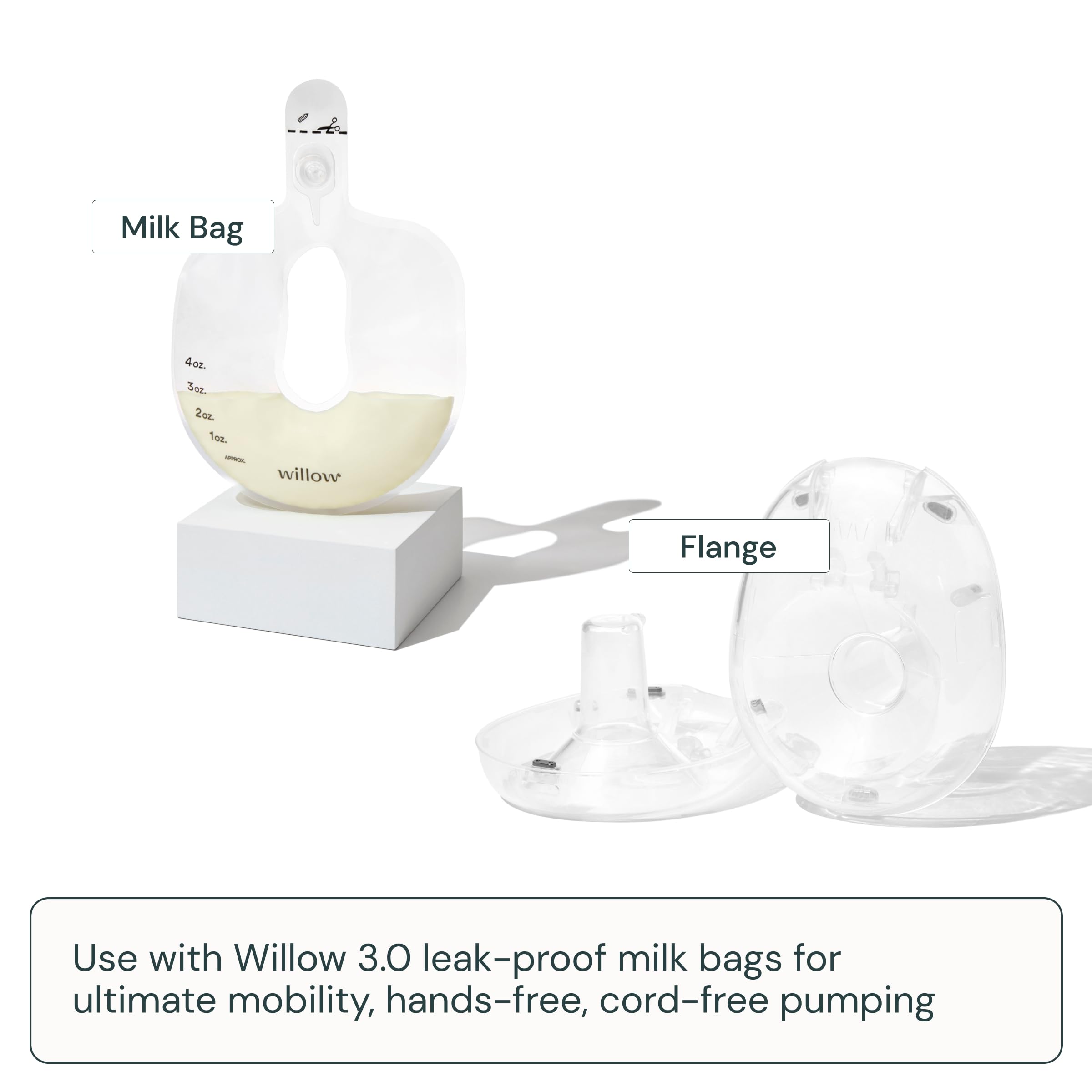 Willow - 360 Breast Pump Flanges - 27mm Breast Shield - for Willow 360 or 3.0 Wearable Breast Pump, Hands-Free for Leak Proof Breast Pumping with Spill- Proof Milk Bags - 2ct