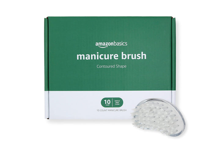 Amazon Basics Manicure Brush, 10 Count, Clear, White