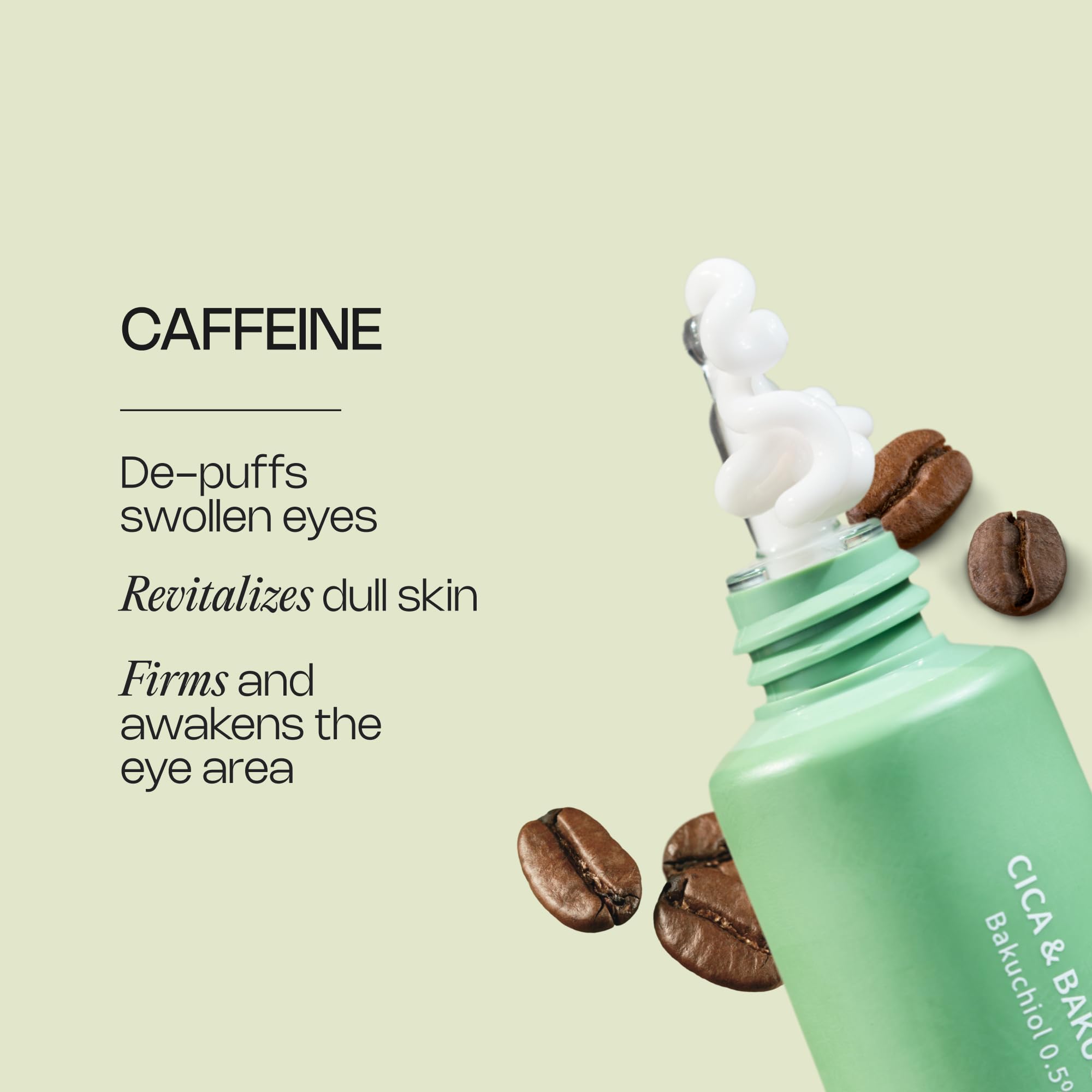 Meebak Eye Cream with Bakuchiol, Caffeine & Cica | Korean Anti-Aging Eye Treatment for Puffy Eye Bags, Dark Circles, Fine Lines & Wrinkles | Energize & Invigorate Eyes