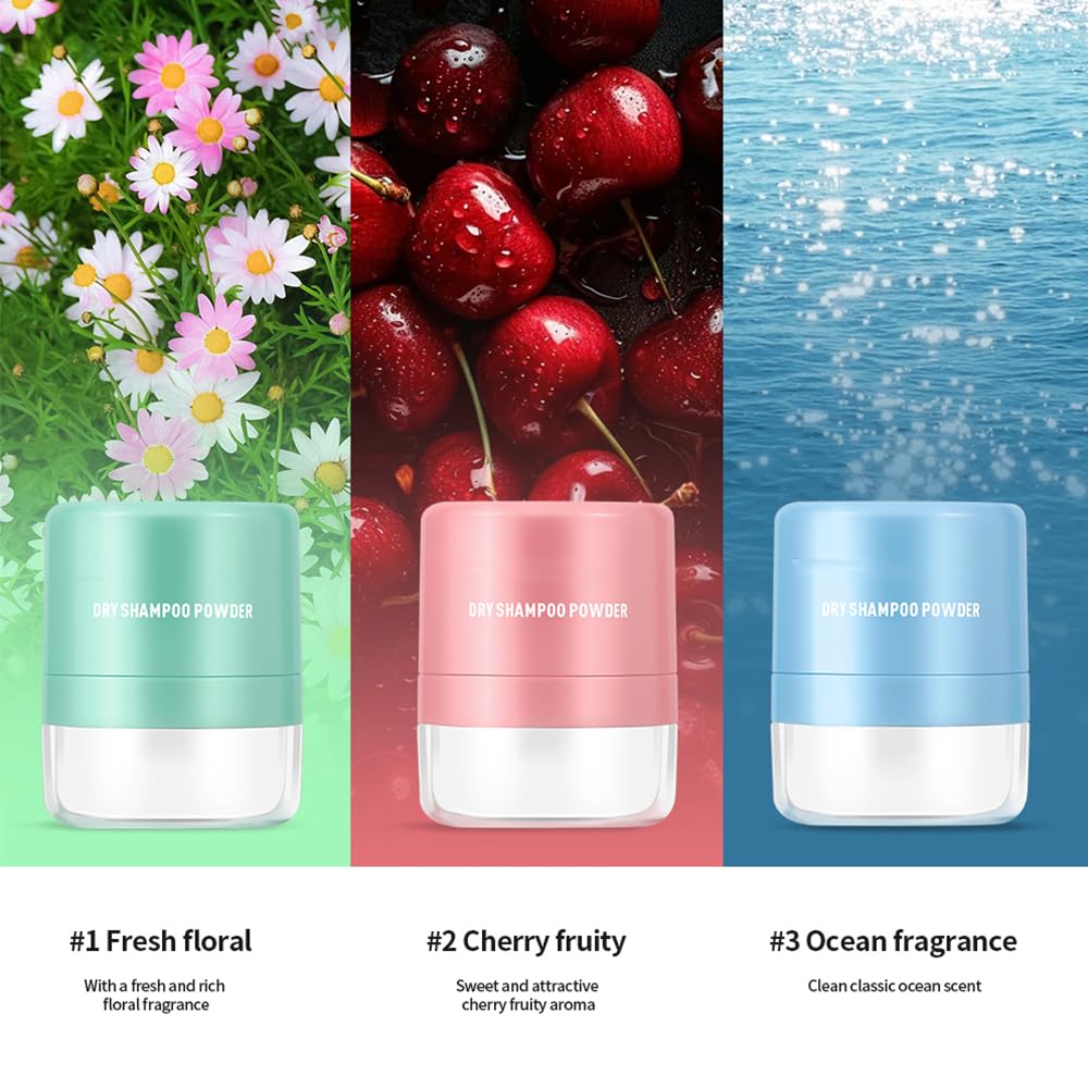 Dry Shampoo Powder, Dry Shampoo Volume Powder, Hair Powder for Women and Men, Travel Size Dry Shampoo with Sponge Brush and Mirror (Large, Cherry fruity)